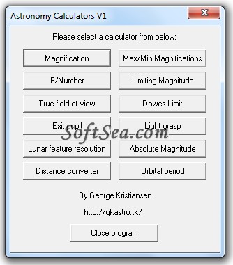 Astronomy Calculators Screenshot