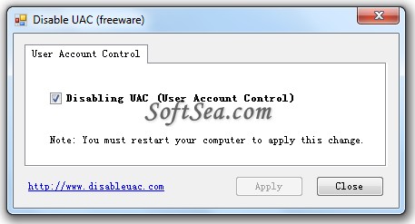 Disable UAC Screenshot