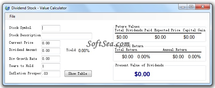 Dividend Calc Screenshot