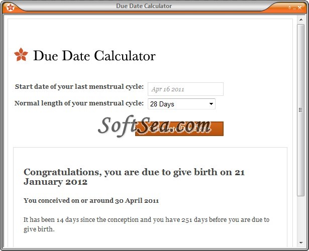 Due Date Calculator Screenshot