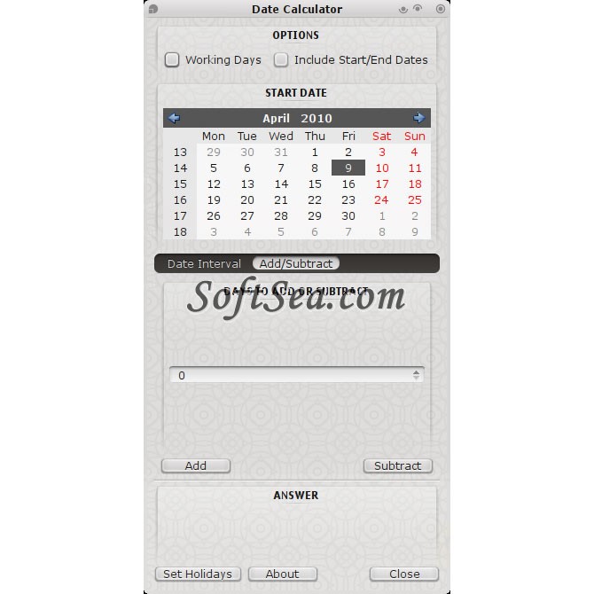 Everydaylht Date Calculator Screenshot