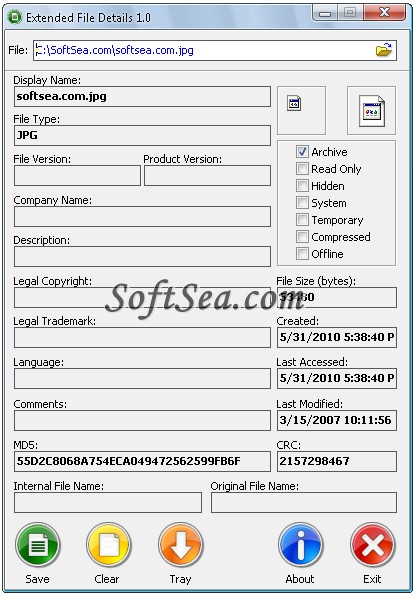 Extended File Details Screenshot