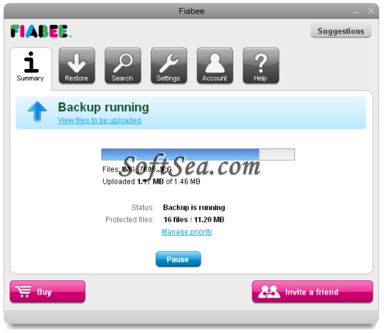 Fiabee Cloud Storage Screenshot