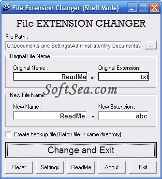 File Extension Changer Screenshot