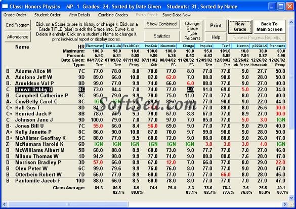 GradeBook Screenshot