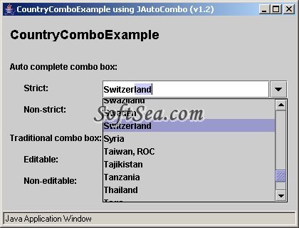 JAutoCombo Screenshot