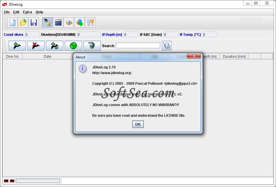 JDiveLog Screenshot
