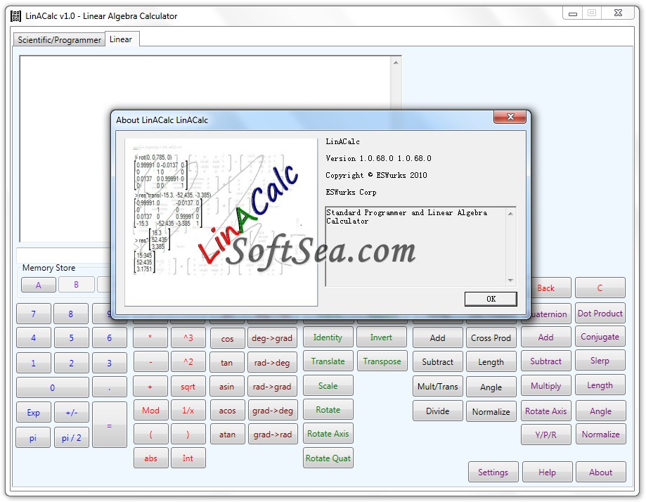 LinACalc Screenshot