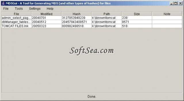 MD5Gui Screenshot