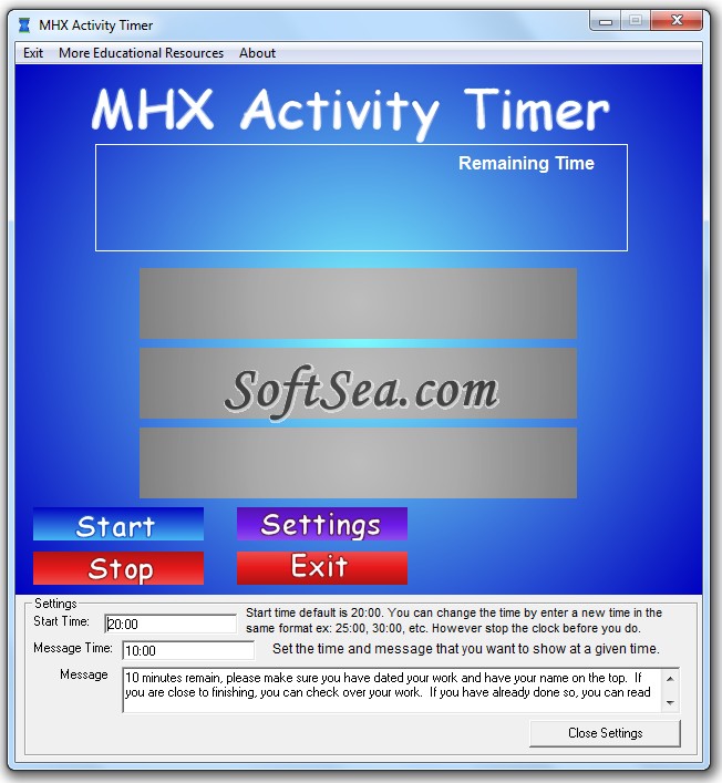 MHX Activity Timer Screenshot