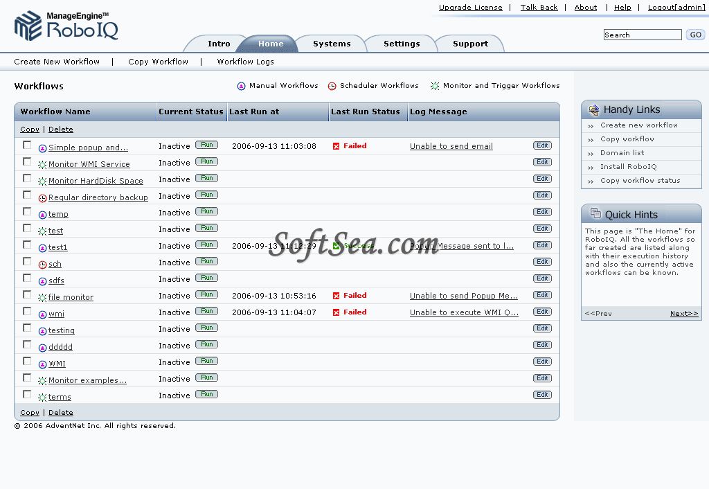 ManageEngine RoboIQ (IT Process Automation) Screenshot