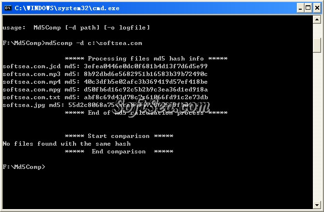 Md5 Comparator Screenshot