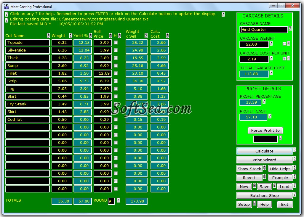 Meat Costings Professional Screenshot