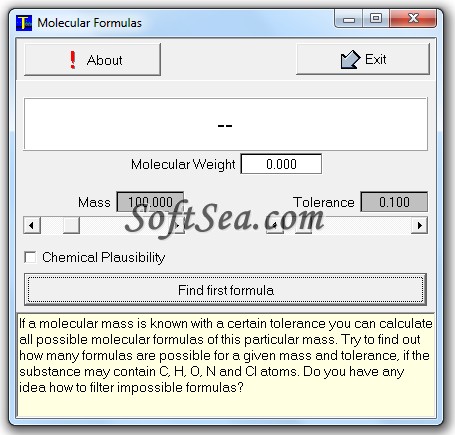 Molecular Formulas Screenshot