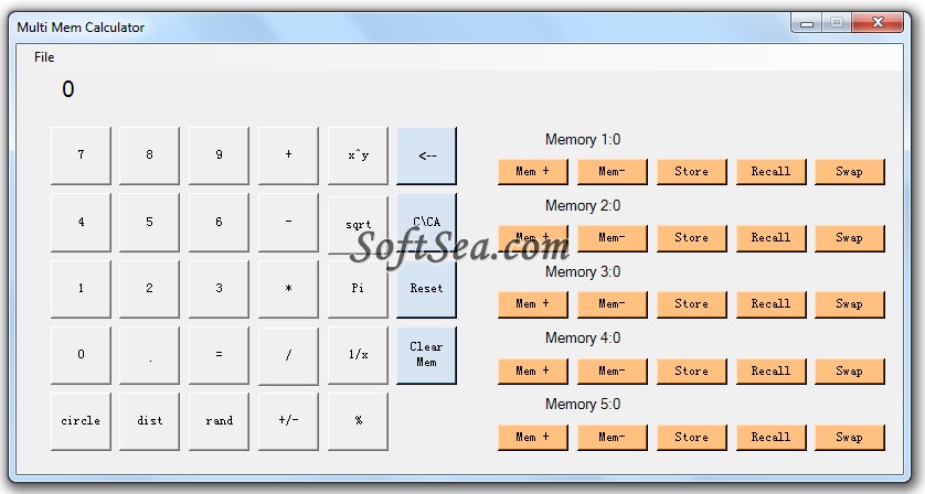 Multi Memory Calculator Screenshot