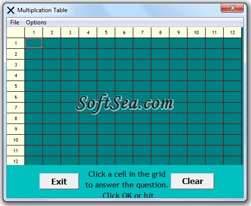 Multiplication Table Screenshot