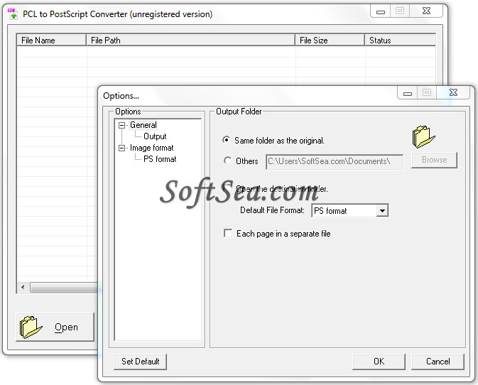 PCL to PostScript Converter Screenshot