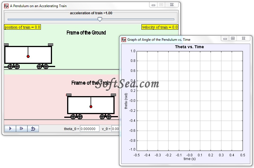 Pendulum on an Accelerating Train Model Screenshot