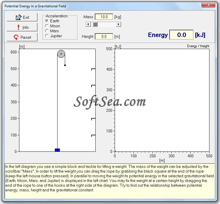 Potential Energy in a Gravitational Field Screenshot