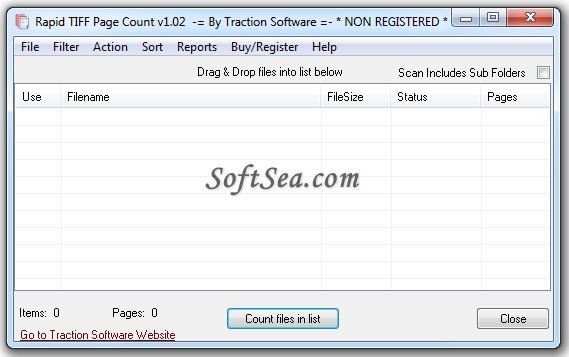 Rapid TIFF Page Count Screenshot