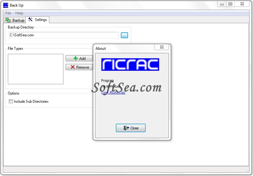 RicRac Backup Screenshot