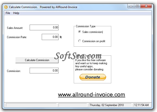 Sales Commission Calculator Screenshot