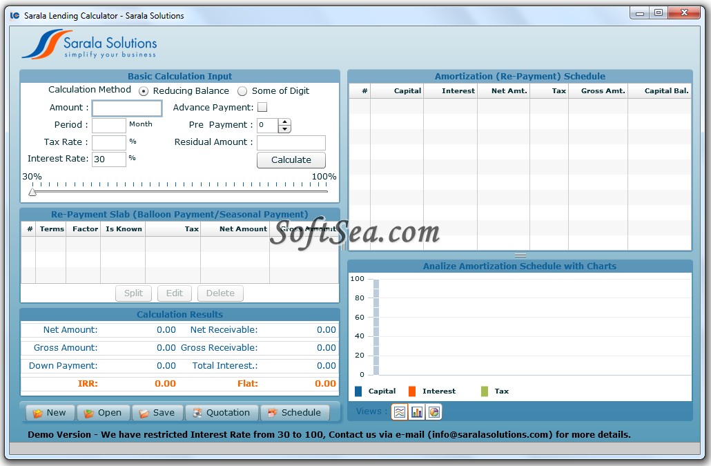 Sarala Lending Calculator Screenshot