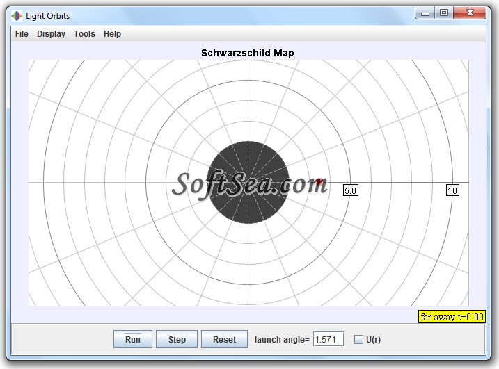 Schwarzschild Light Launch Angle Program Screenshot