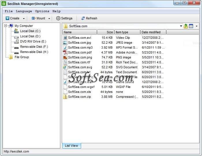 SecDisk Screenshot