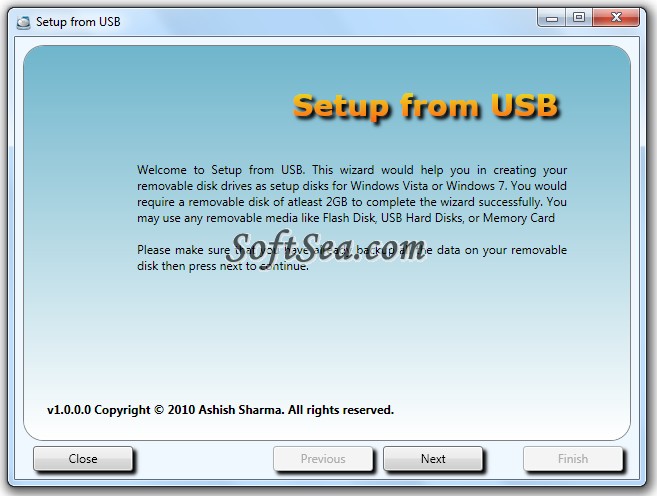 Setup from USB Screenshot