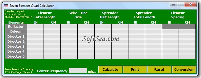 Seven Element Quad Calculator Screenshot