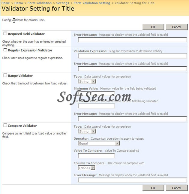 SharePoint Form Validation Screenshot