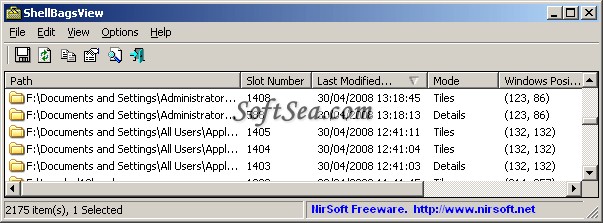 ShellBagsView Screenshot