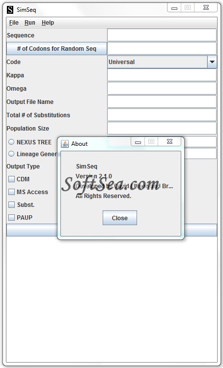 SimSeq (Simulated Sequences) Screenshot