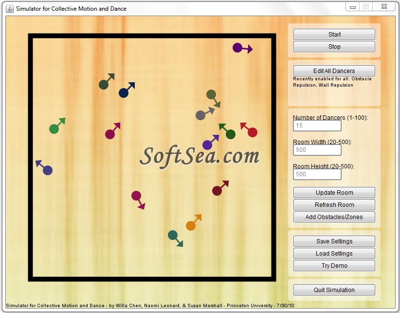 Simulator for Collective Motion and Dance Screenshot