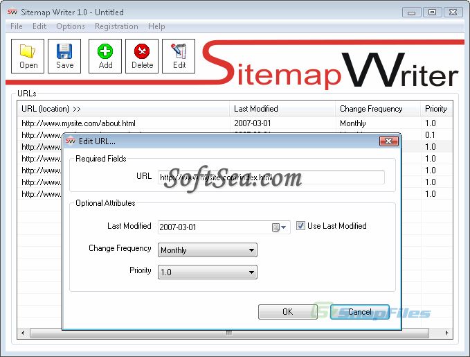 Sitemap Writer Screenshot