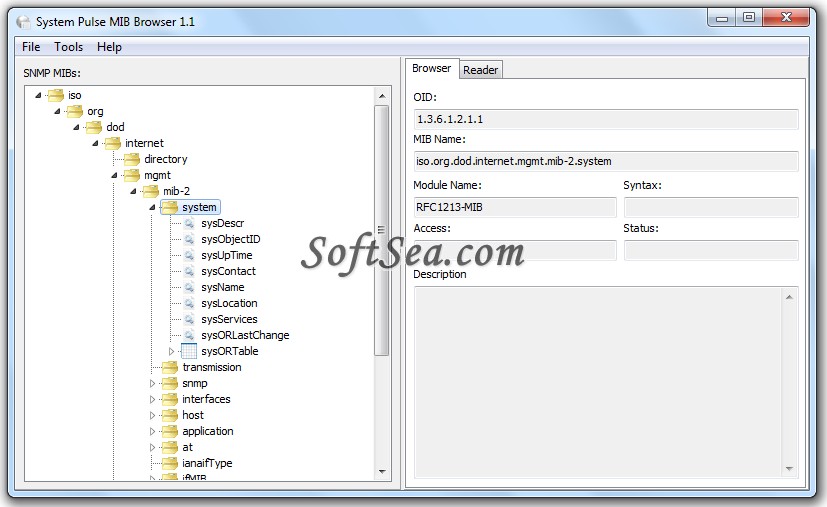 System Pulse MIB Browser Screenshot