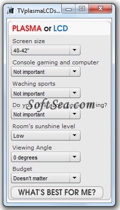 TVplasmaLCDSelector Screenshot