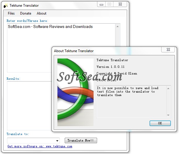 Tektune Translator Screenshot
