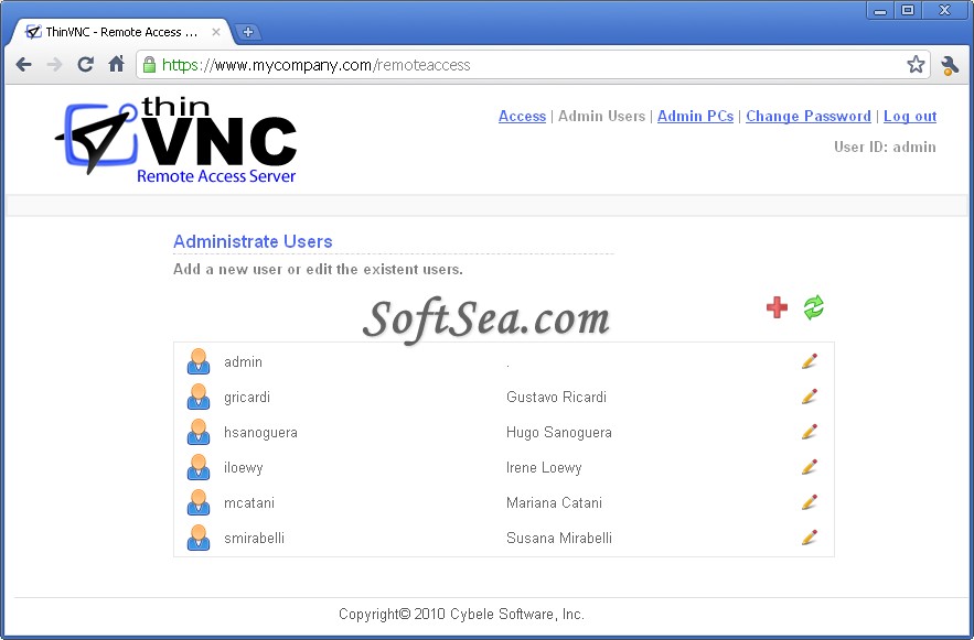 ThinVNC Remote Access Server Screenshot