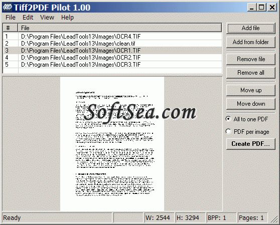 Tiff2PDF Pilot Screenshot