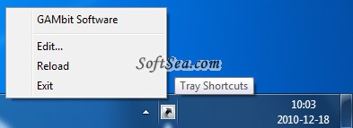 Tray Shortcuts Screenshot