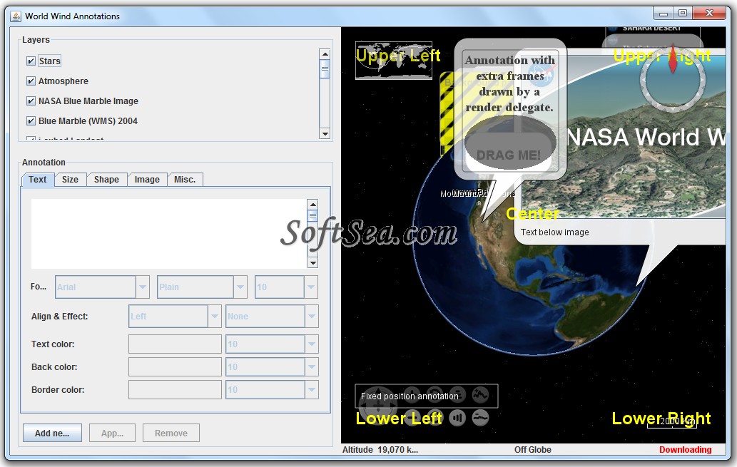 World Wind Annotations Screenshot