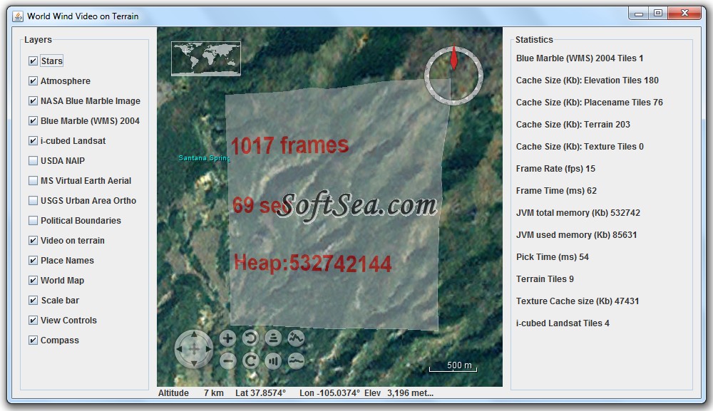 World Wind Video On Terrain Screenshot